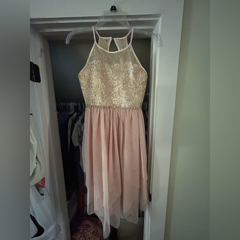 Rare Editions Pink and Gold Formal Dress